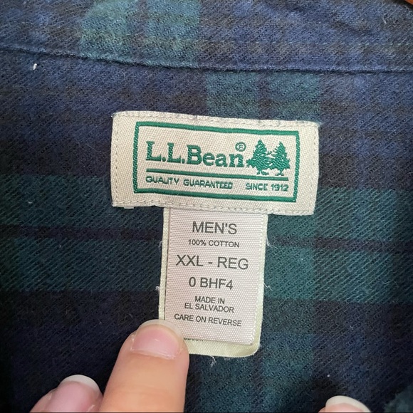 Vintage LL Bean Green Plaid Flannel Long Sleeve Shirt Men’s XXL 2XL - Picture 4 of 6